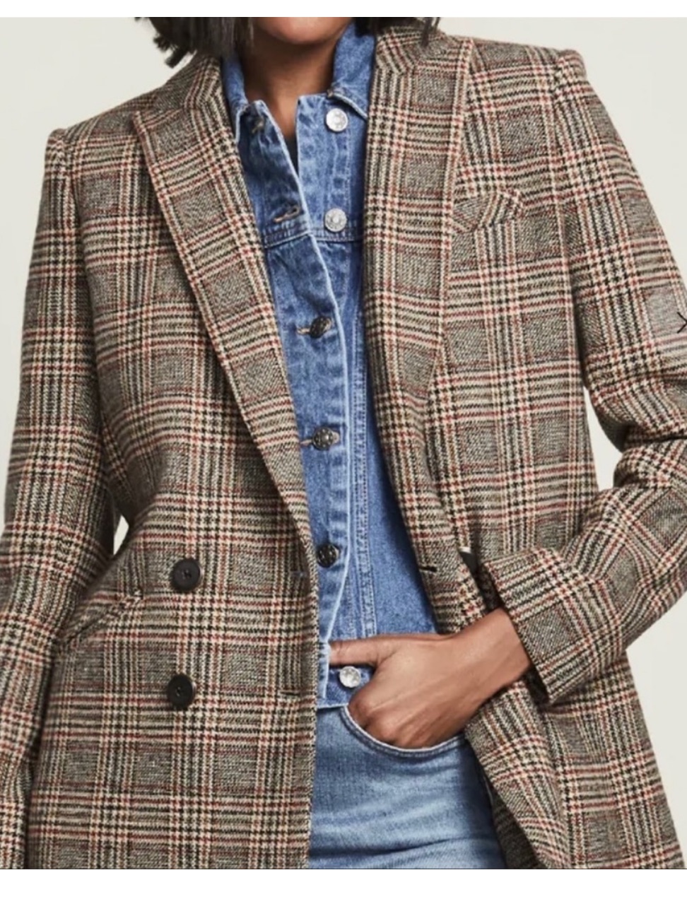 $748 Veronica Beard Oria Plaid Dickey Jacket Sz 6